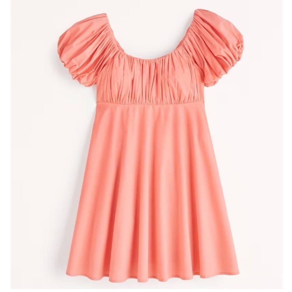 Abercrombie & Fitch Ruched Puff Sleeve Mini Dress
